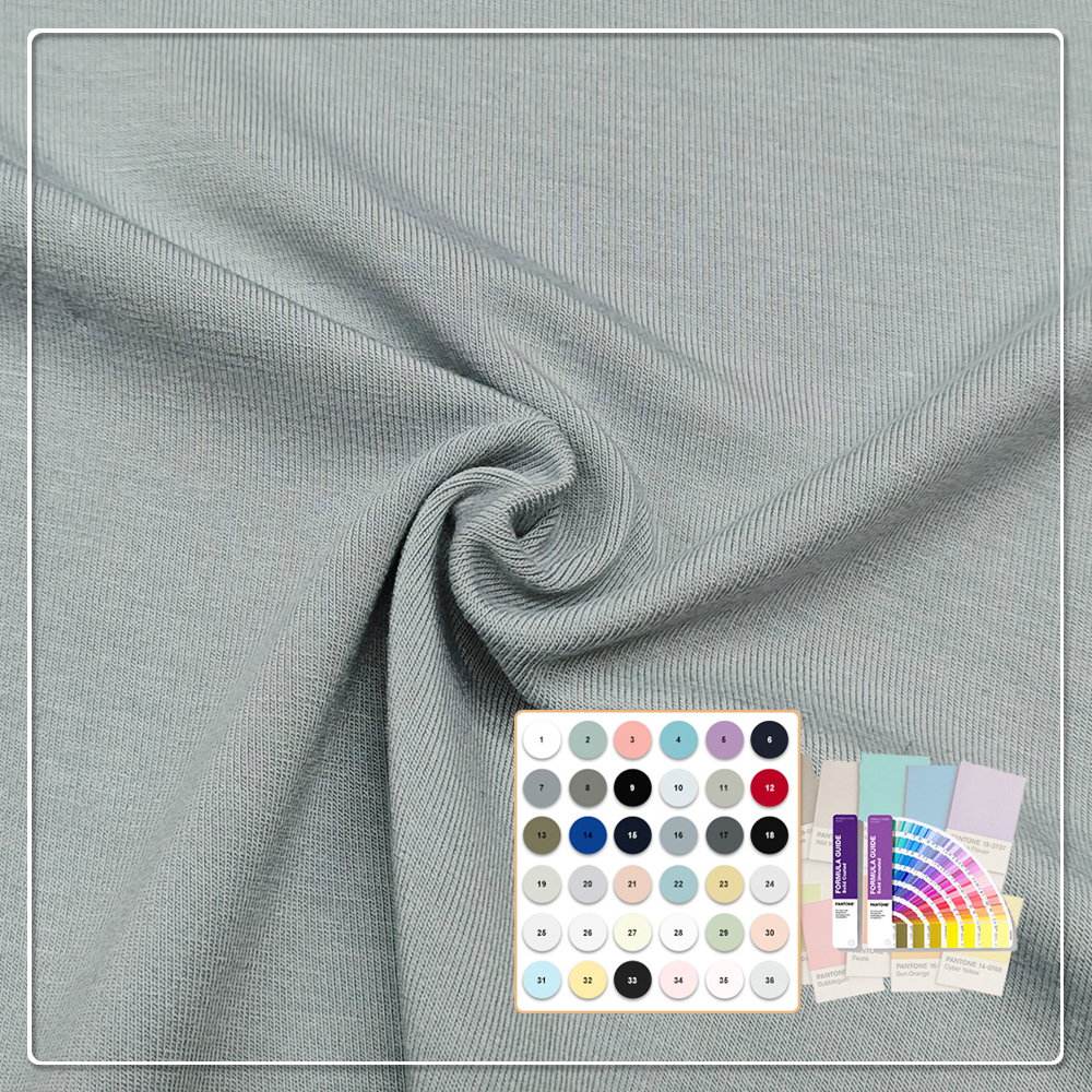 92% bambús, 8% spandex, 260 g/m², 170 cm, vinilegt við umhverfið, stretch hekluð efni með sérsniðnum prentuðum mynstur fyrir klæði og heimilistextíl