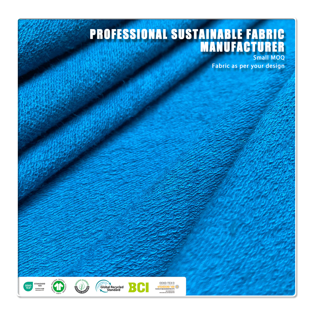New Material Product Plain French Terry Hemp Fabric Breathable Eco-Friendly 240gsm Medium Weight Knitted for Hoodies