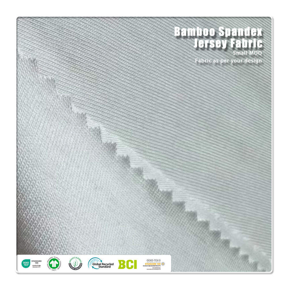 Soft Bamboo Organic Cotton Spandex Jersey Eco-Friendly Fabric with Stretch Breathable Wicking Lightweight 270gsm for T-shirt