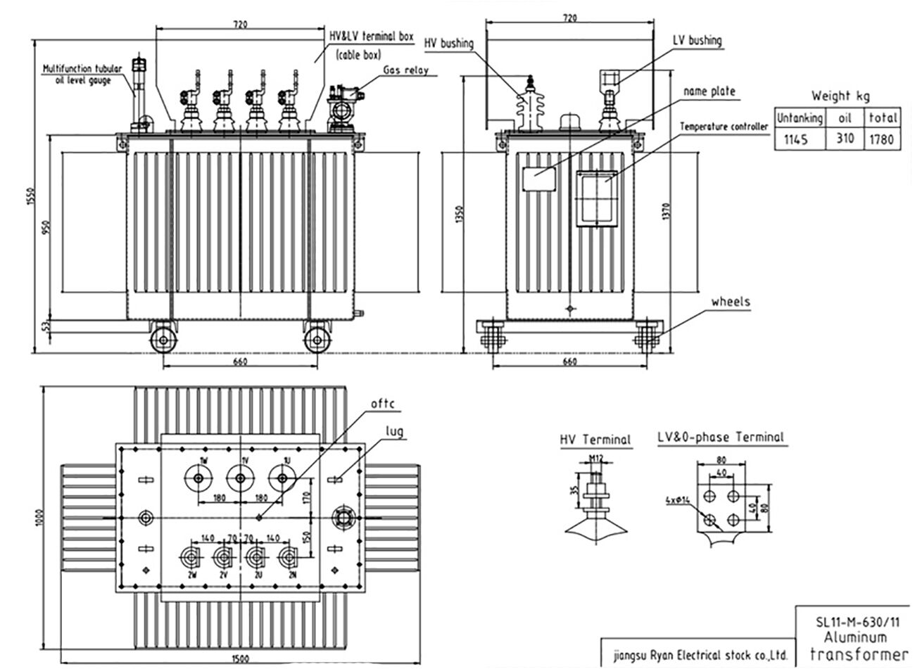 10kv oil immersed transformer drawing
