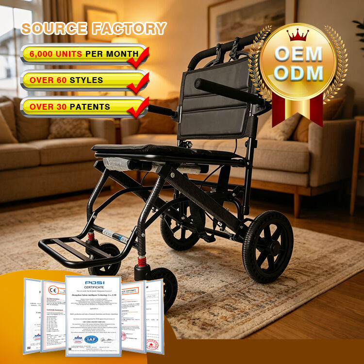 Cost-effetive Compact Folding Manual Wheelchair Manual Wheelchair with 12 inch rear honeycomb wheels