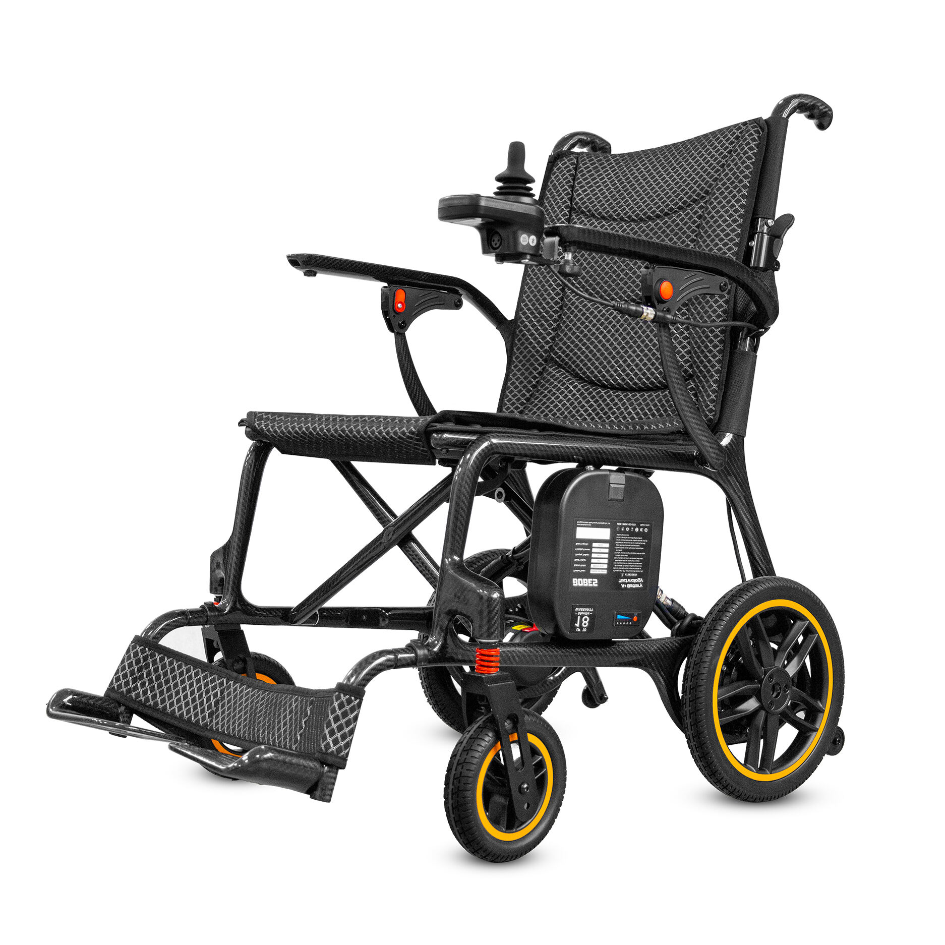 Lightweight Folding Carbon Fiber Electric Wheelchair with Brushless Motor + Electromagnetic Brake