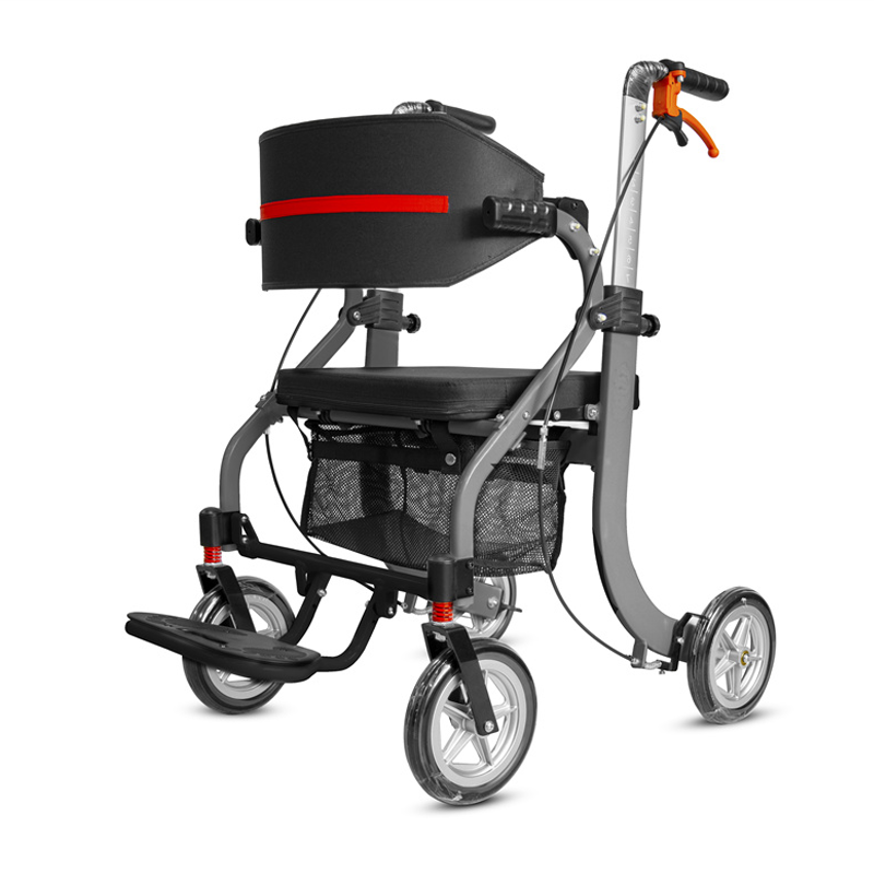 Multifunctional Lightweight Aluminum Alloy Rollator with Compact Folding Design