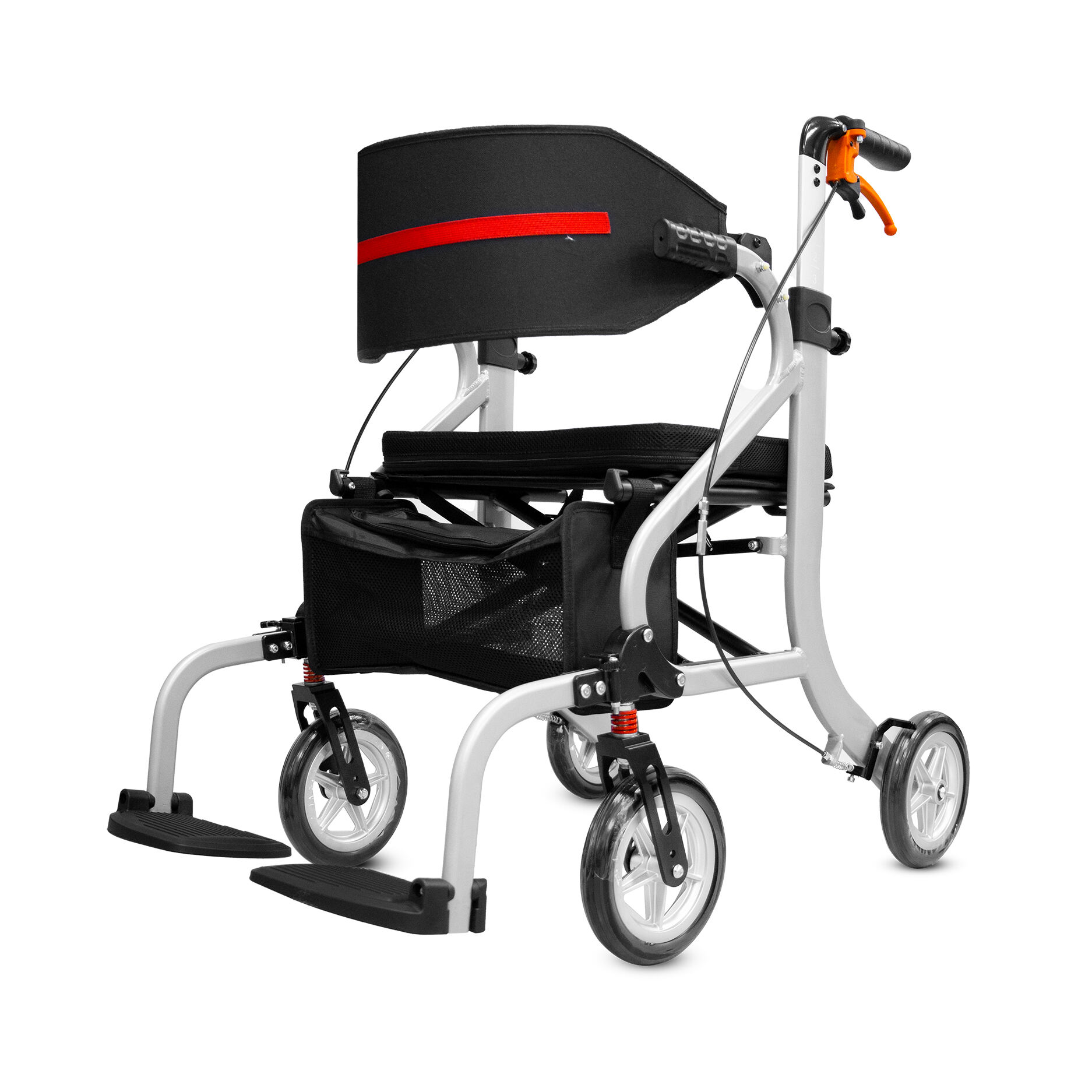 Compact Versatile Lightweight Rollator Crafted from Durable Aluminum Alloy with Side-To-Side Folding Design