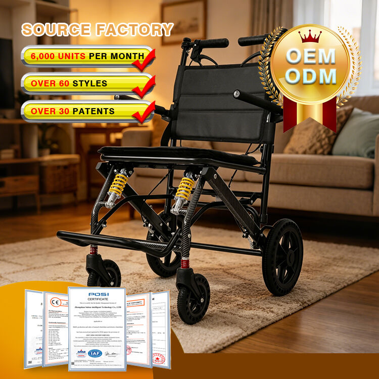 Affordable Aluminum Alloy Manual Wheelchair with Shock-absorbing Big Spring and Adjustable Handbrake