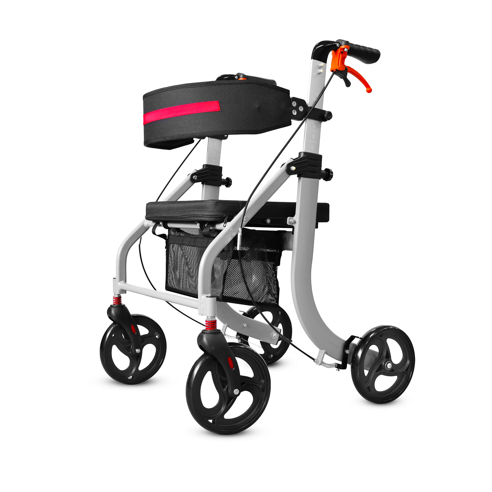 Compact Versatile Lightweight Rollator Crafted from Durable Aluminum Alloy with Front-To-Back Folding Design