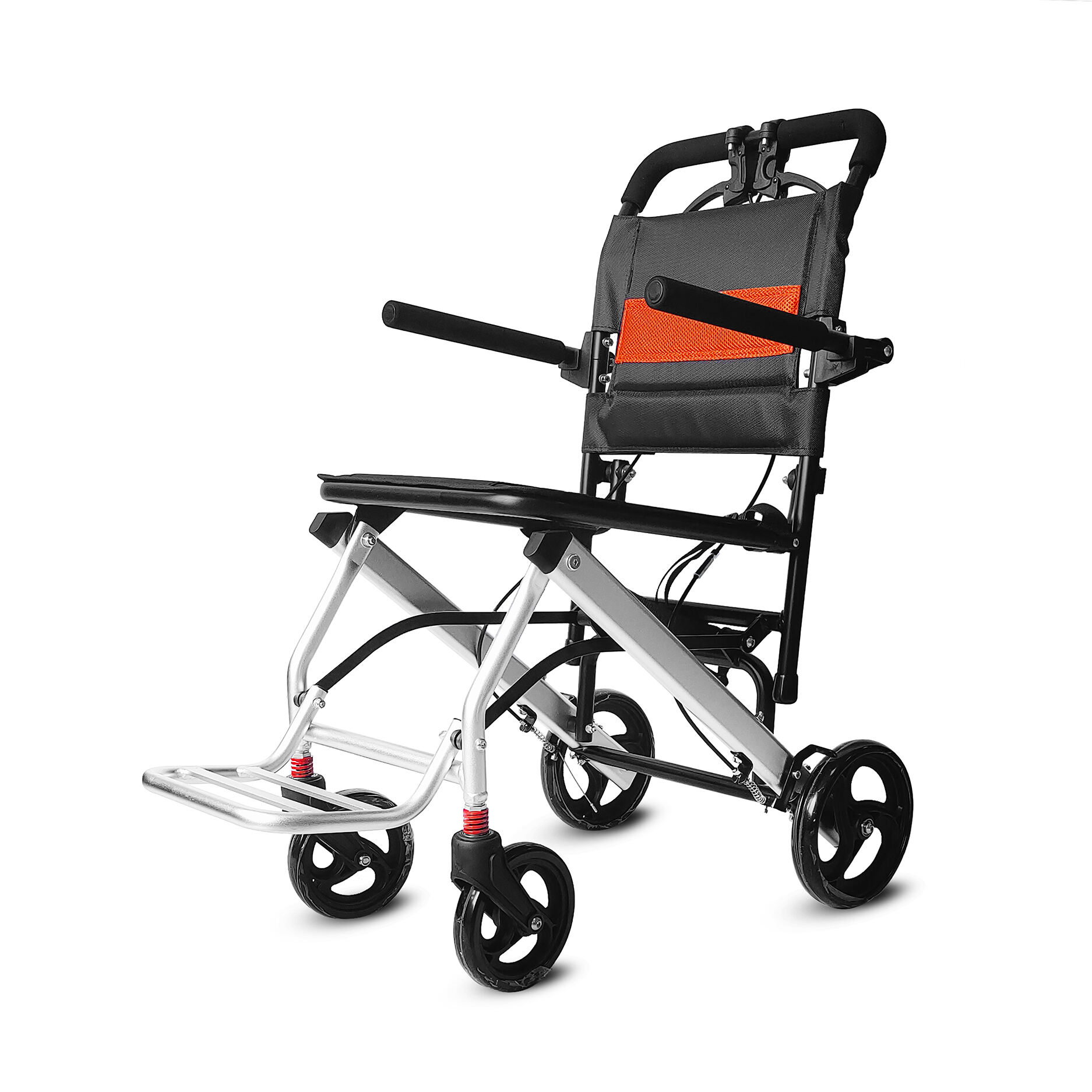 Budget-Friendly Comfort: Lightweight, Foldable Aluminum Wheelchair with Supportive Sandwich Cushion and Puncture-Proof Wheels