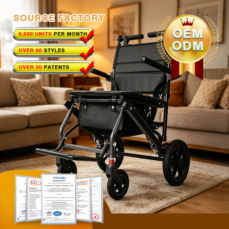 Versatile Lightweight Foldable Manual Wheelchair with shopping bag