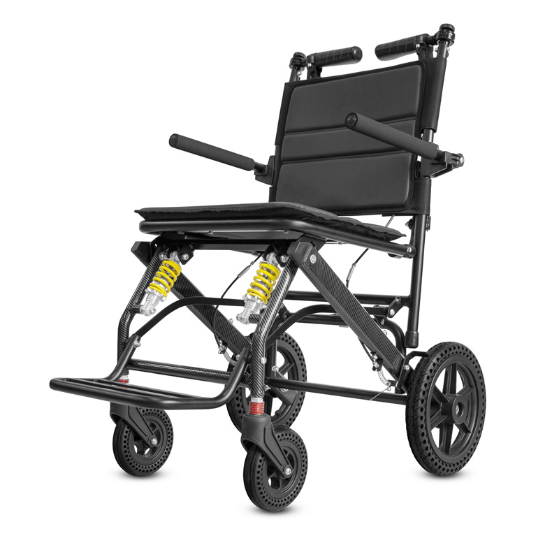 Affordable Aluminum Alloy Manual Wheelchair with Shock-absorbing Big Spring and Adjustable Handbrake