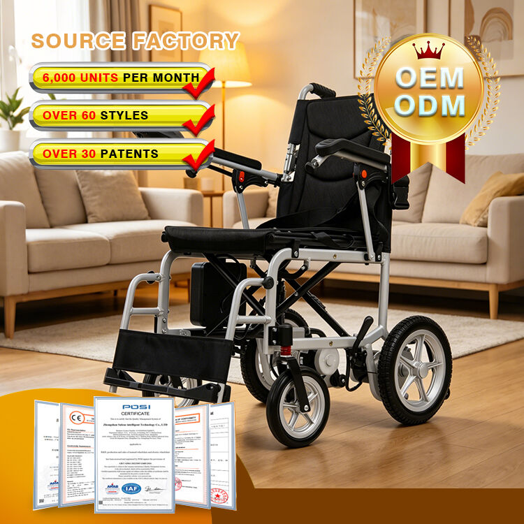 Strong Lightweight Electric Wheelchair with Brush Motor+Electromagnetic Brake+Handbrake