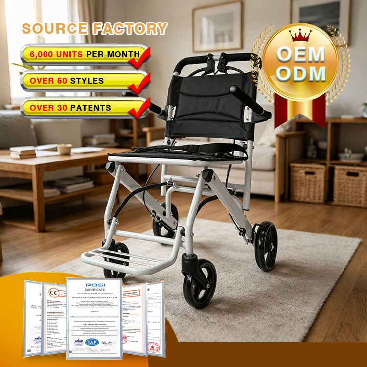 Affordable Comfort: Lightweight, Foldable Aluminum Alloy Wheelchair with Leather Cushion and Puncture-Proof Wheels for Effortless Mobility
