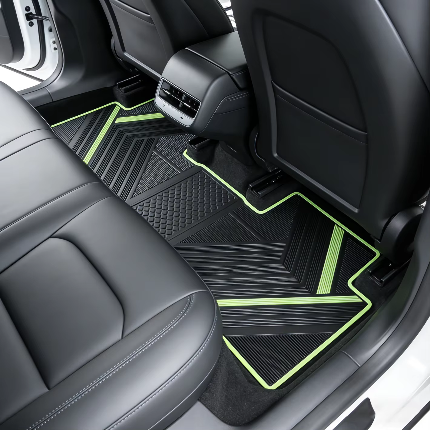 3 Pack Car Floor Mats 3D Extended Edge Design Front & Rear Automotive All-Weather Protector Tesla Model 3 Car Mats 2017-2025 details