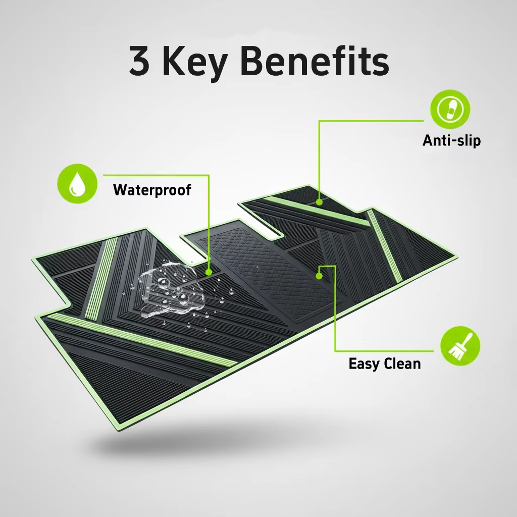 3 Pack Car Floor Mats 3D Extended Edge Design Front & Rear Automotive All-Weather Protector Tesla Model 3 Car Mats 2017-2025 supplier