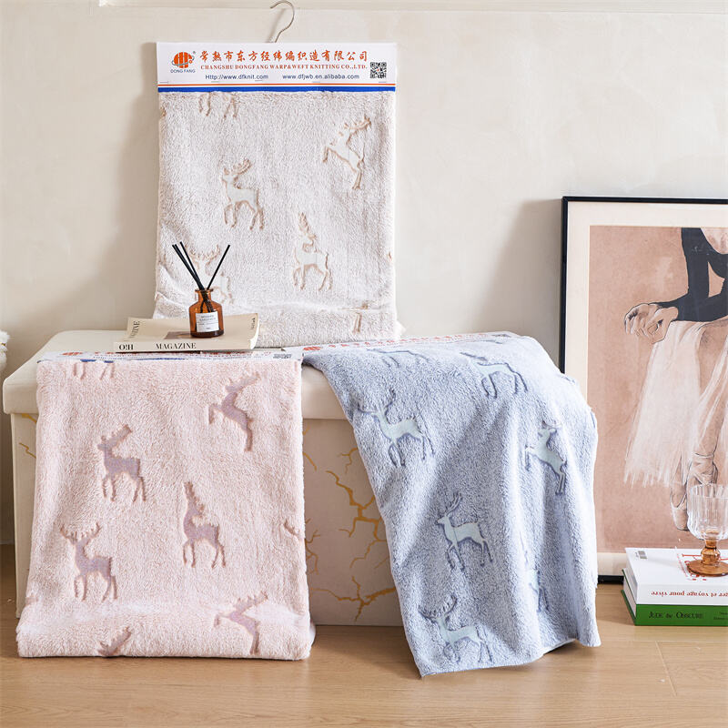 GLUE PRINTED MILKY FLEECE TWO SIDE WITH SHINING POWDER