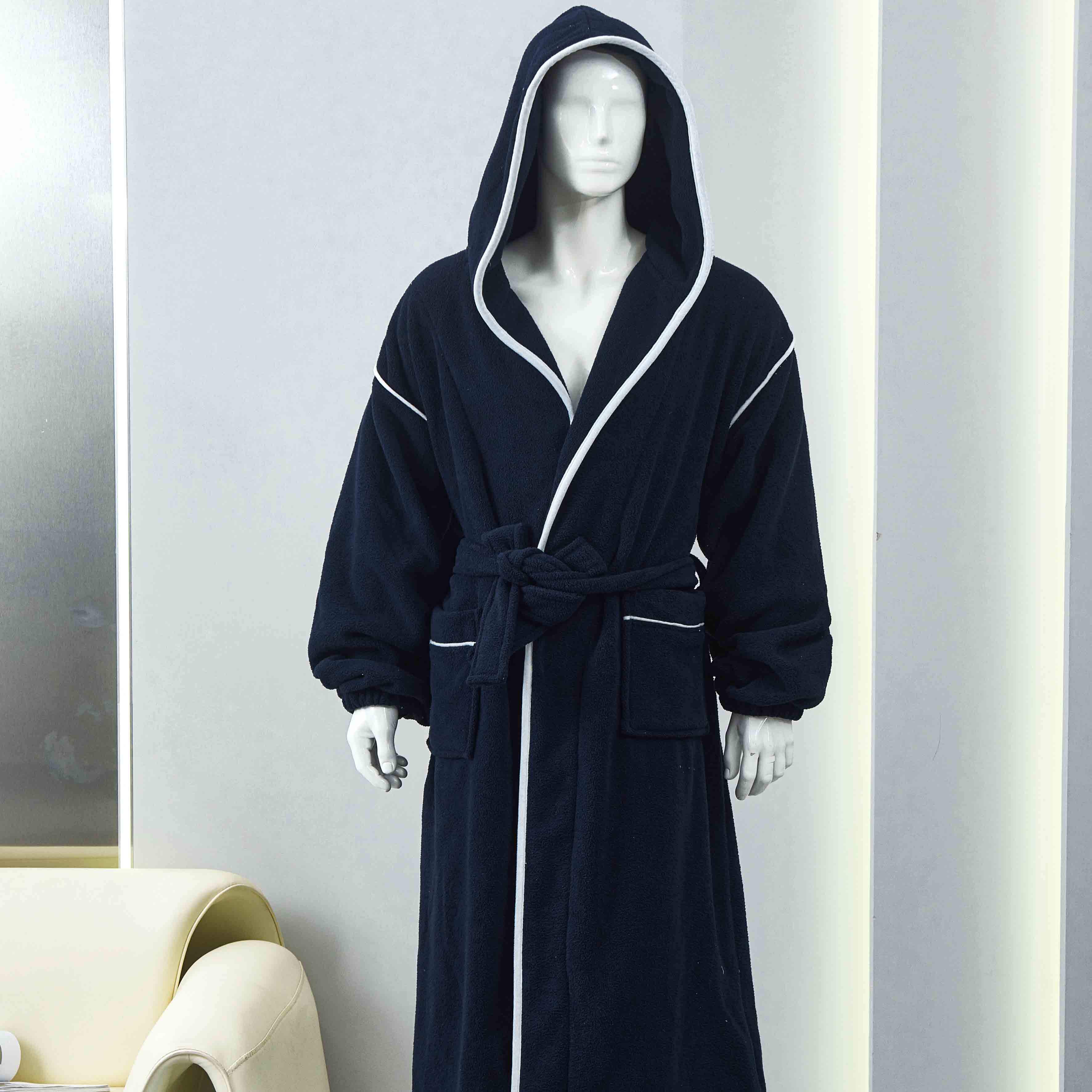 NAVY CHERRY FLEECE BATHROBE