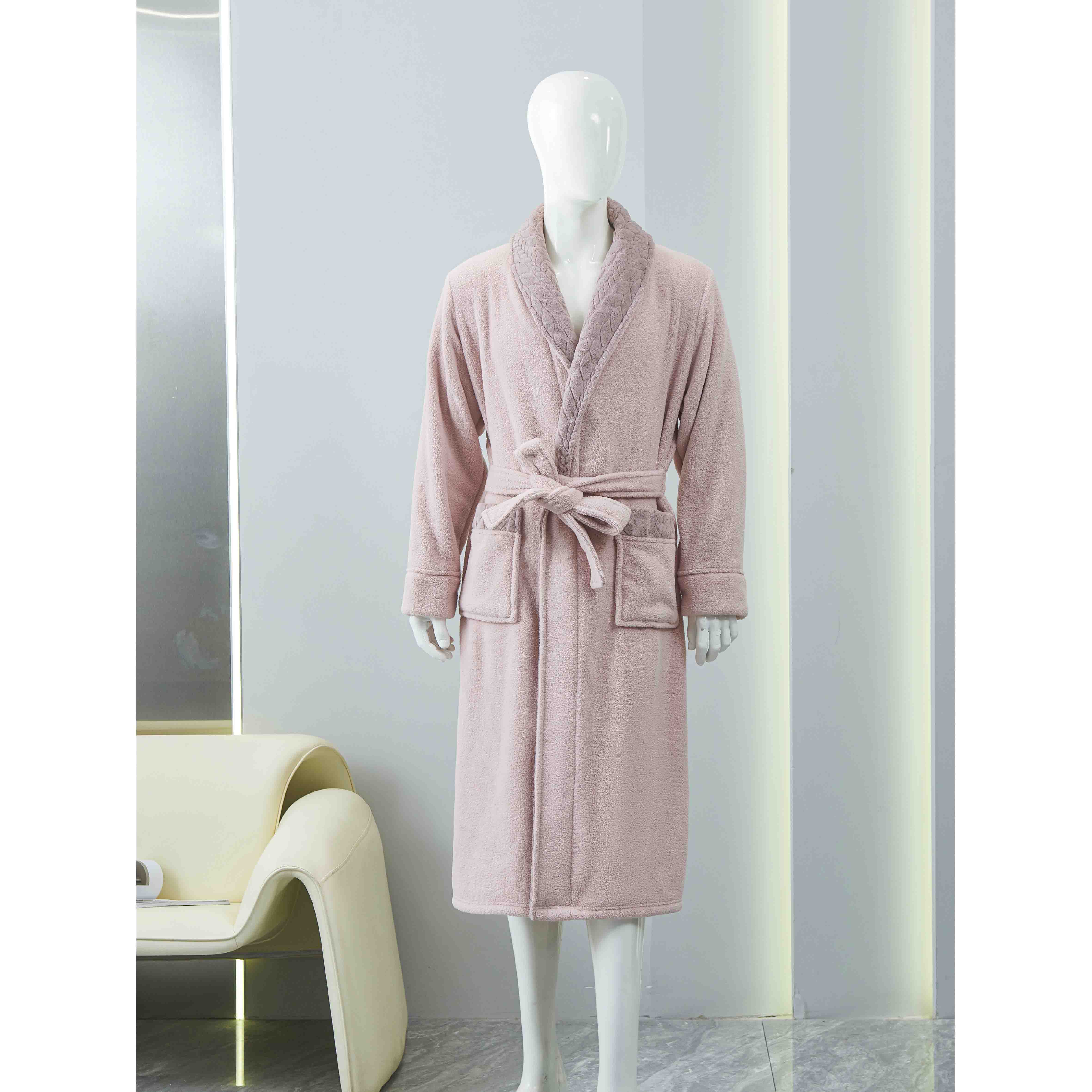 PINK CHERRY FLEECE BATHROBE