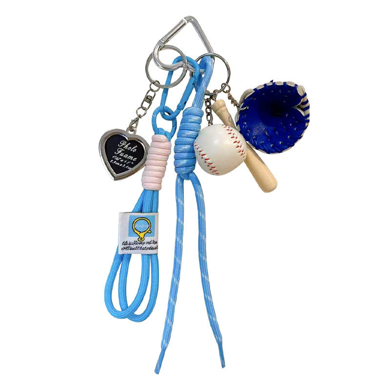 Sporty Baseball Fan Keychain – Colorful Rope Charm with Mini Game Accessories