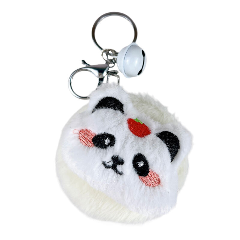 Aranyos plüsspanda kis méretű tükör kulcstartó, puha hajtható tükör táskadísz