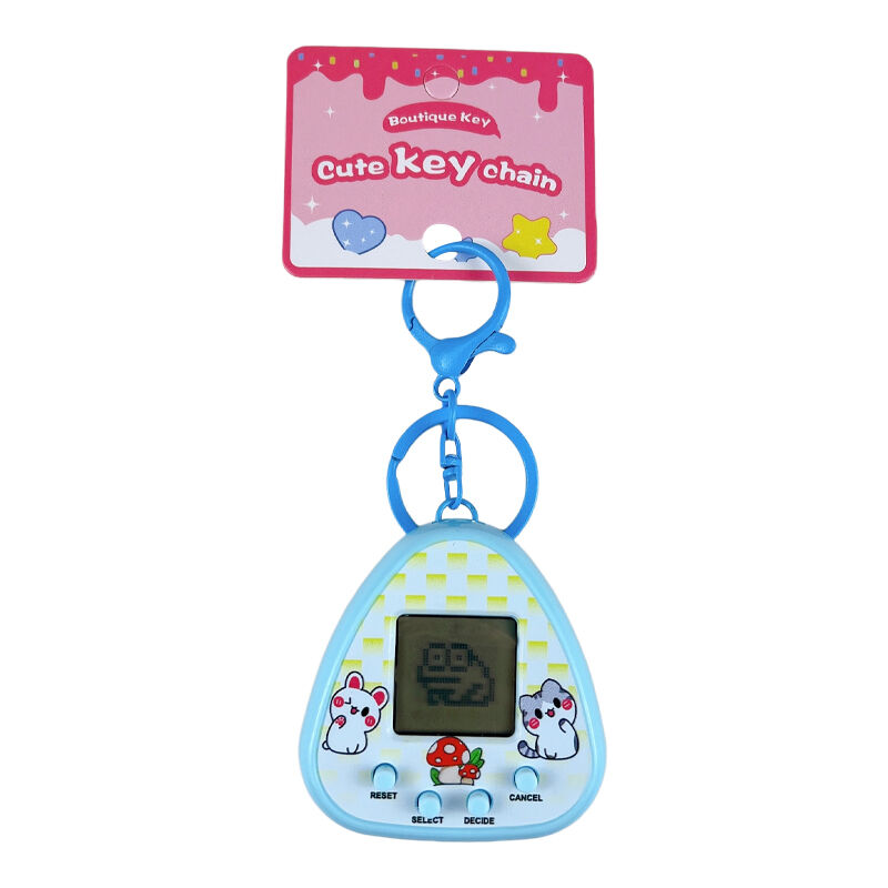 Retro virtuális háziállat-játékgép, kawaii Tamagotchi-stílusú kulcstartó