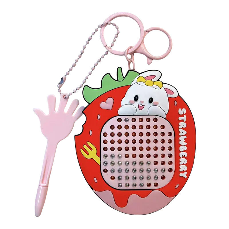 Strawberry Rabbit Magnetic Steel bead Drawing Board Keychains, cute Schoolbag Pendants, car Keychains & gifts