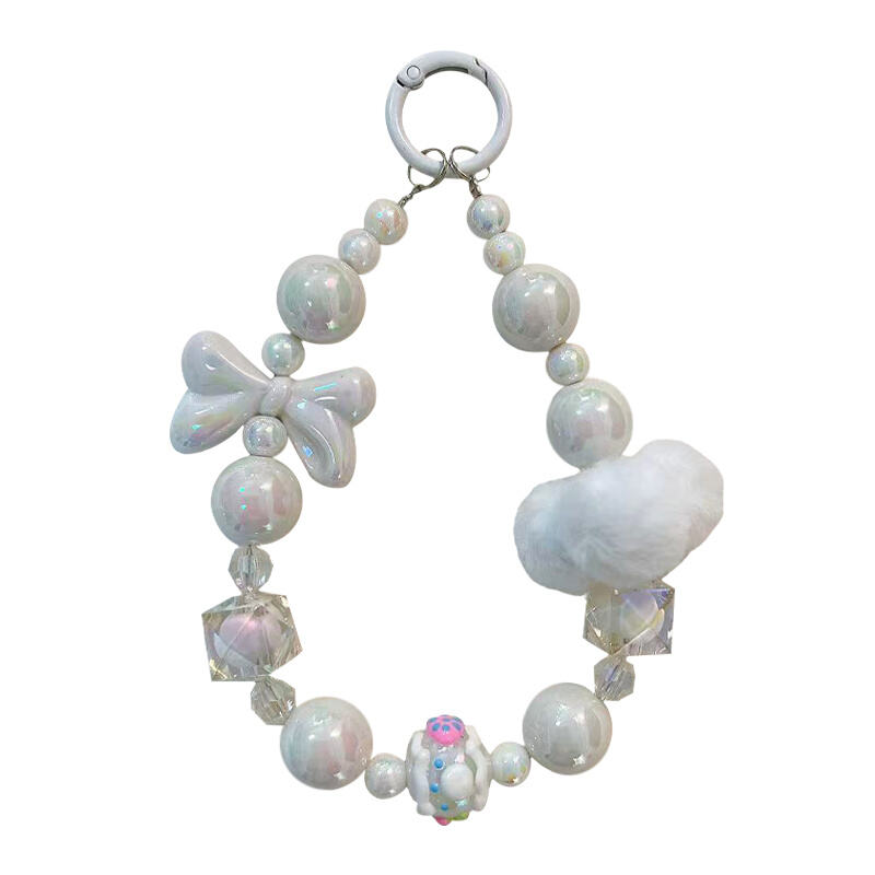 Dreamy Pearl-Crystal Lanyard Charm – Elegant Shiny Keychain for Delicate Accessory Lovers