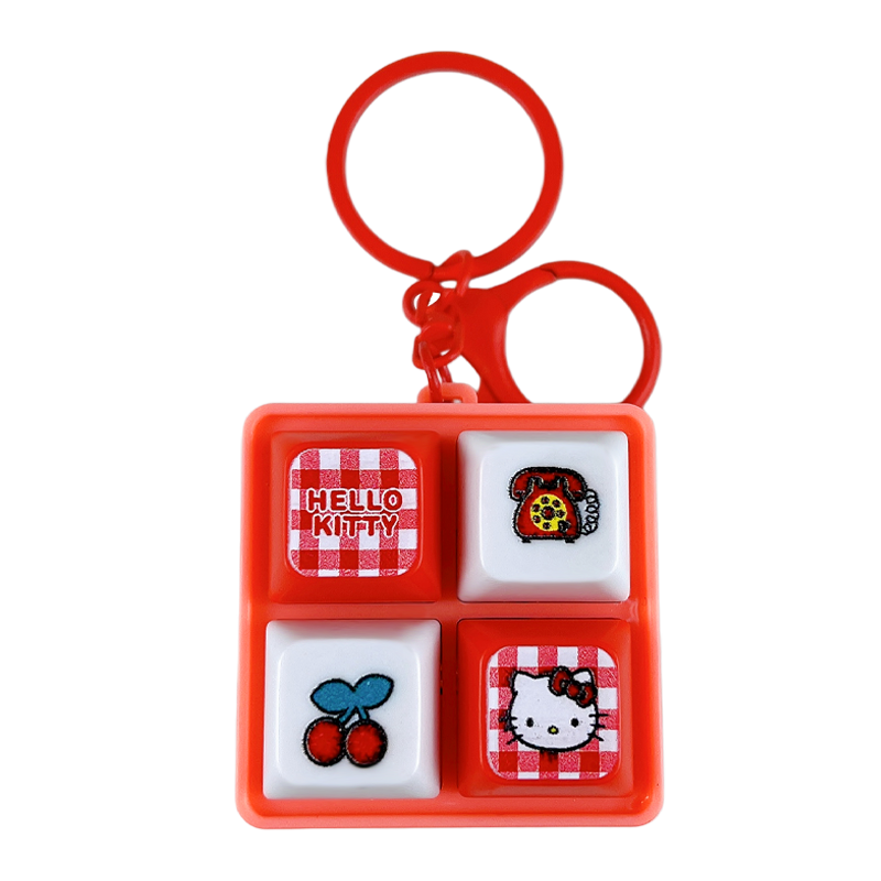 Hello Kitty 4-gombos hangos fidget kulcstartó, aranyos stresszoldó játékajándék