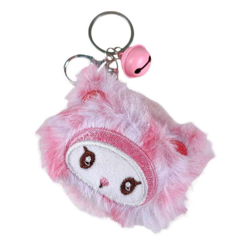 Kawaii plüss rajzfilmszerű hajtható kétoldalas tükör, aranyos hordozható sminktükör kulcstartó csengővel, ajándék lányoknak