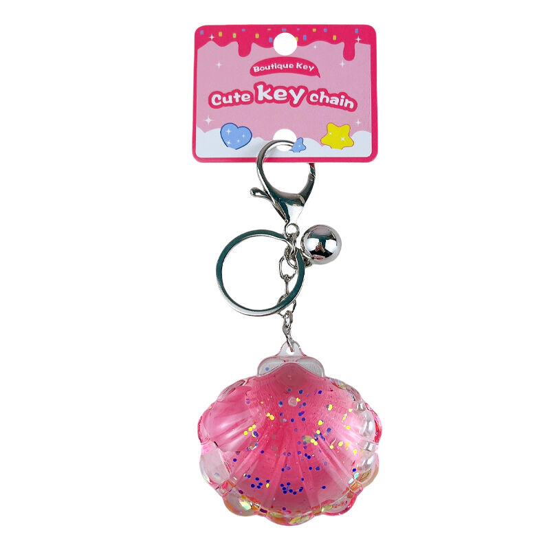 Aranyos olaj-víz elegyben úszó kagyló kulcstartó tükörrel, kawaii óceáni csillogó homokföld táskadísz, hordozható sminktükör ajándék lányoknak