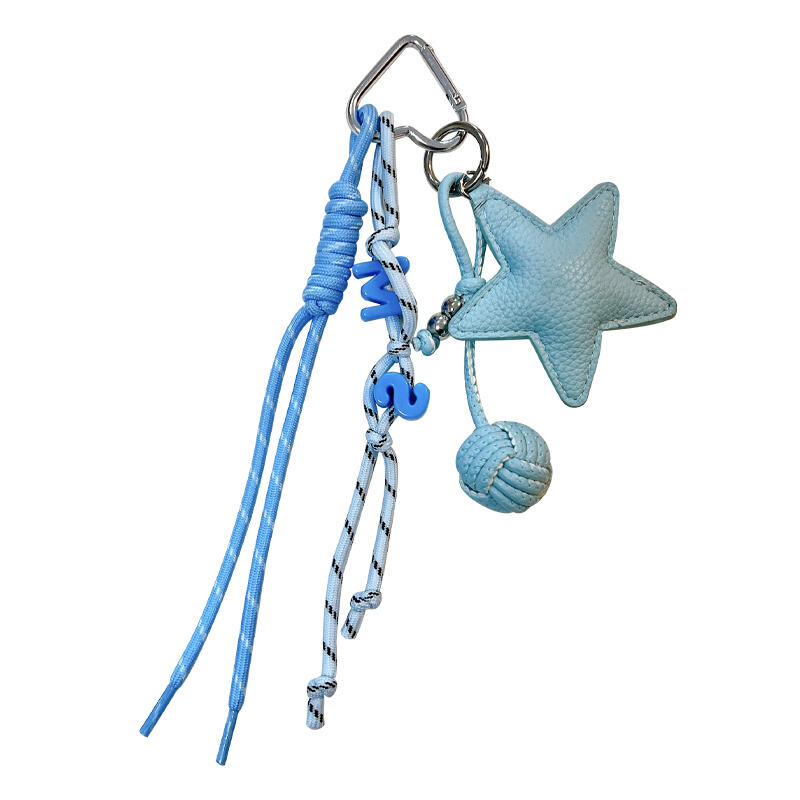 Leather Star Bag Keychain – Braided Lanyard Charm for Bags & Keys