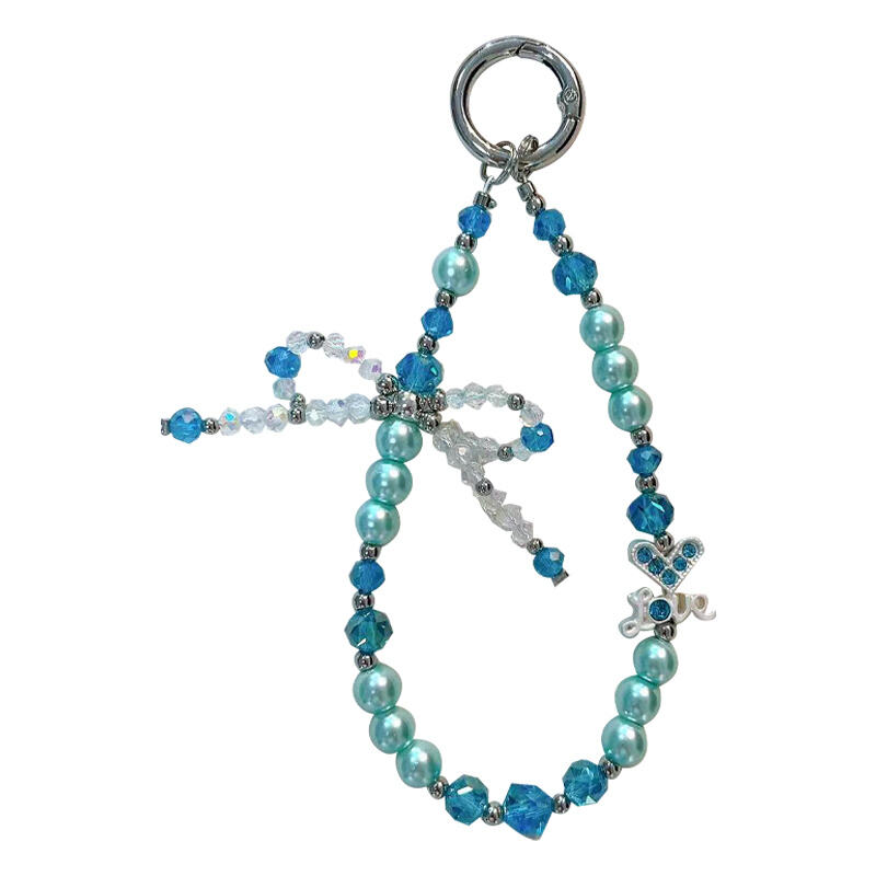 Fashion Red Blue Green Crystal bow beaded Mobile Phone Chain