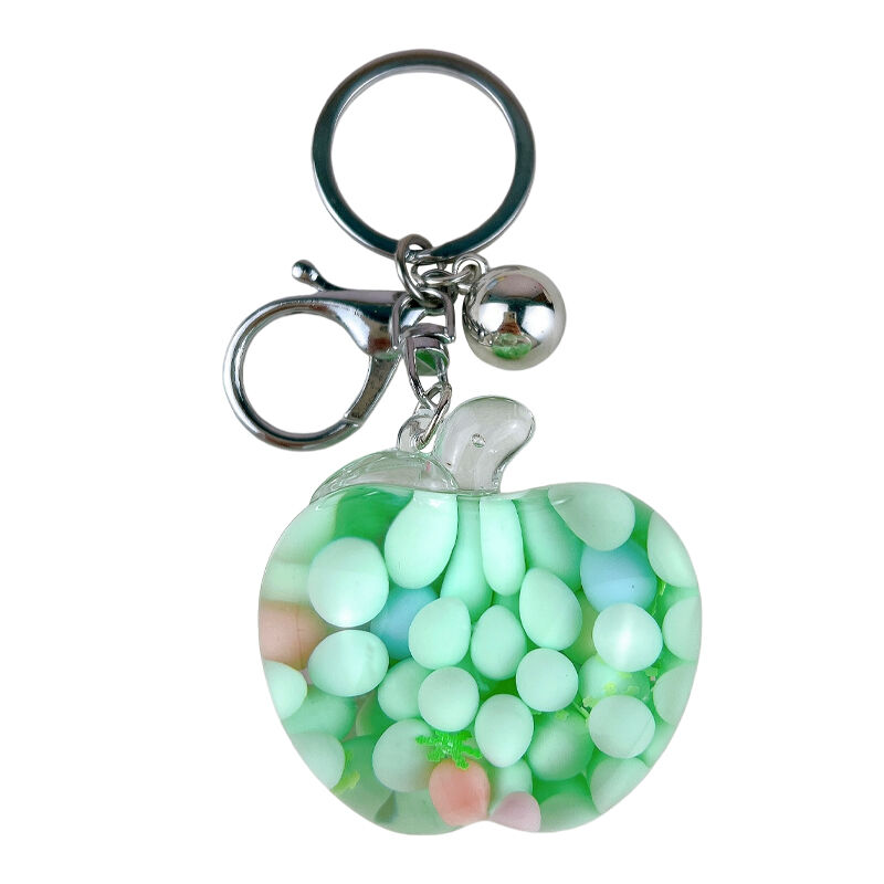 Kawaii alma olajjal töltött kulcstartó habgolyókkal, aranyos színes feszültségoldó játék, hordozható táskára/autókulcsra való ajándék lányoknak