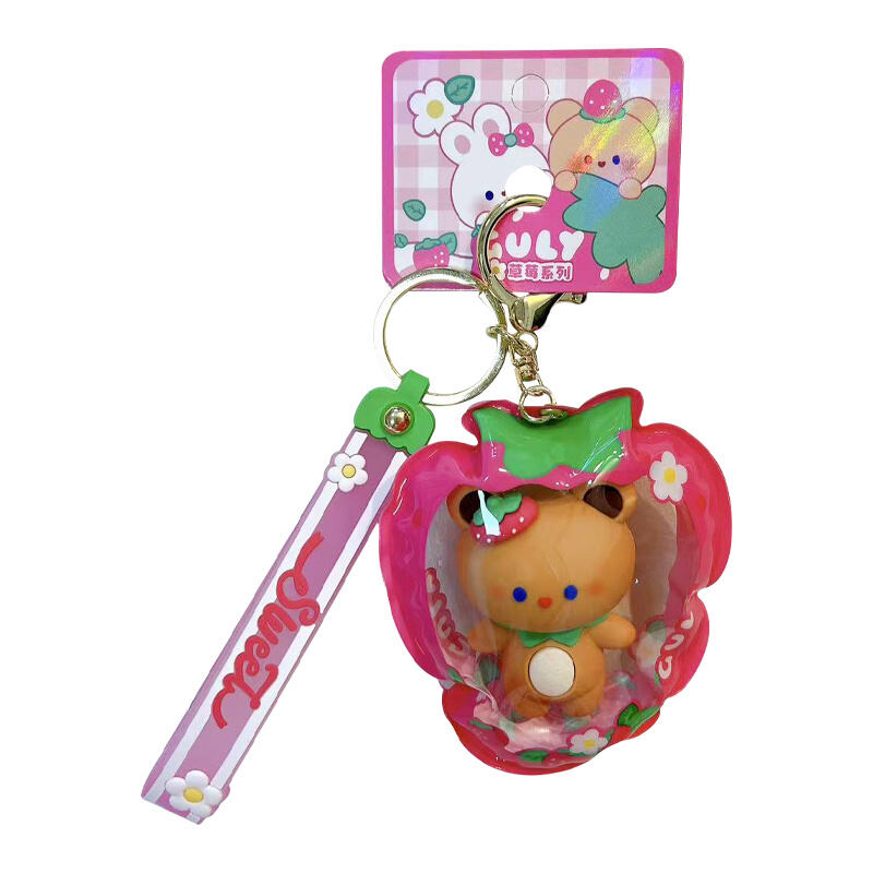 Customizable Yummy White Rabbit Strawberry Inflatable Pouch Keychain, Stroller Storage Pouch Keychain, Mini Gift & Backpack Charm