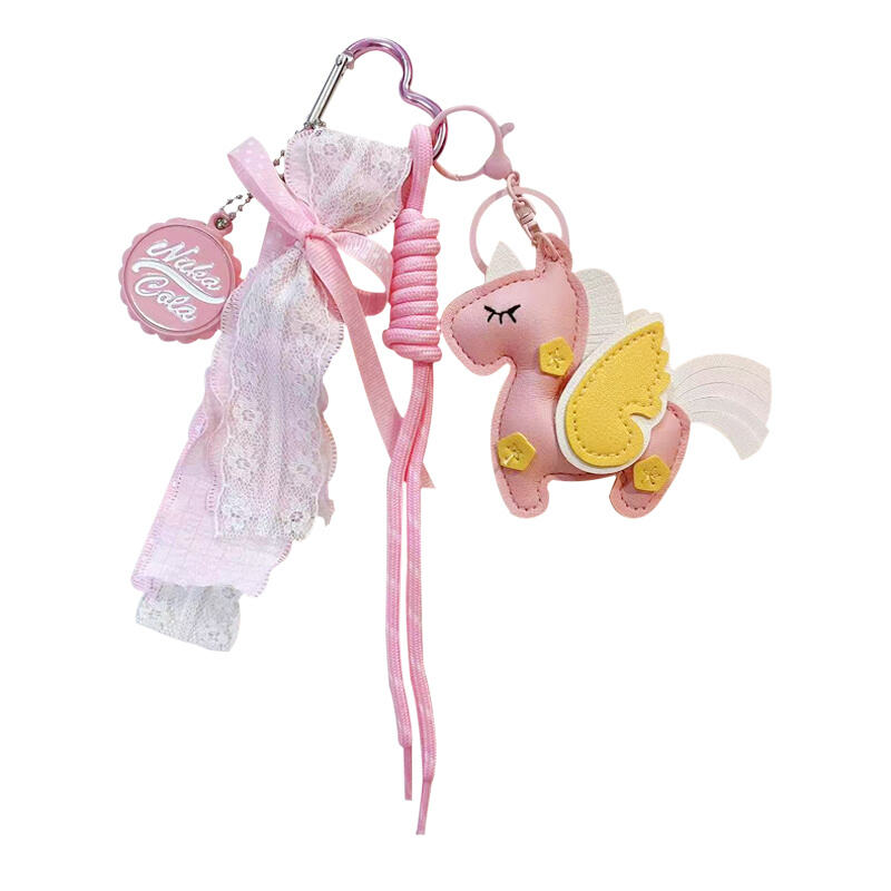 Double-Sided Unicorn Bag Charm – Versatile Keychain with Bow & Rope Strap