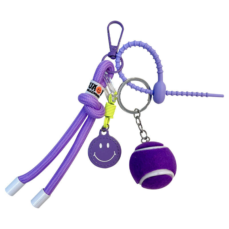 Creative colorful smiley face tennis car keychain