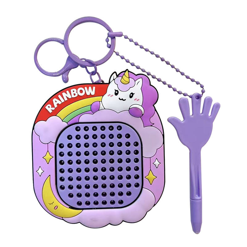 New Creative Relieving Magnetic Steel Bead Drawing Board Unicorn Keychains Pendant.