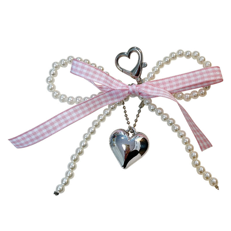 Pearl Bowknot Heart: Bag Charm / Phone Holder & Keychain / Hair Accessory
