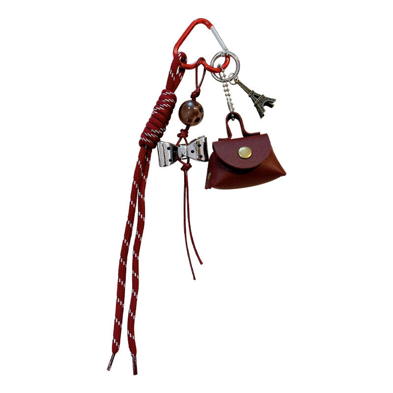 Retro Eiffel Tower Bag Keychain – Mini Pouch Charm for Bags & Keys