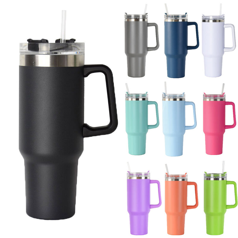 Dropshipping Bottle with Handle Hot Coffee Mug Cup Thermal Stainless Steel Tumbler with Straws Vacuum Flask Insulated Portable Cup