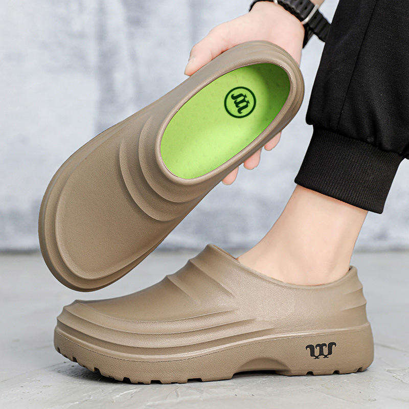 Dropshipping Custom Logo Eva Clogs Vattentät Oljeresistent Kök Kockskor Anti-slip Tjock Sula Chockabsorberande Sjuksköterska Skor för Herr Dams