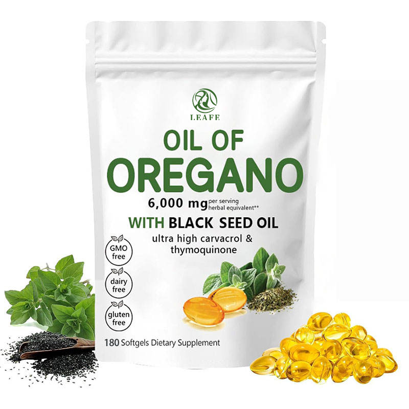 Dropshipping Pure Oregano Oil Capsules Oregano Oil Softgels with Black Seed Oil Soft 180 Capsules for Digestive and Respiratory Health