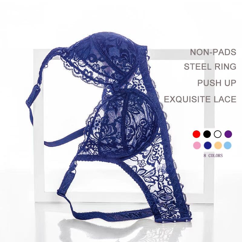 Winning Products Sexy Hollow Out Soft Lace Bra for Women Non Pads Bra Push up Gathering Underwire Plus Size Bralette 34-40