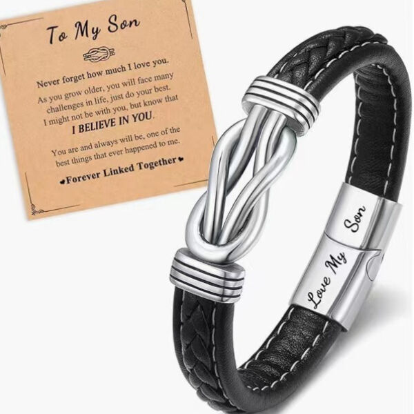 Custom Logo Dropshipping Accessories European and American Color Punk Men's Bracelet with Leather Wristband Men's Leather Popular Hiphop Leather Bangles