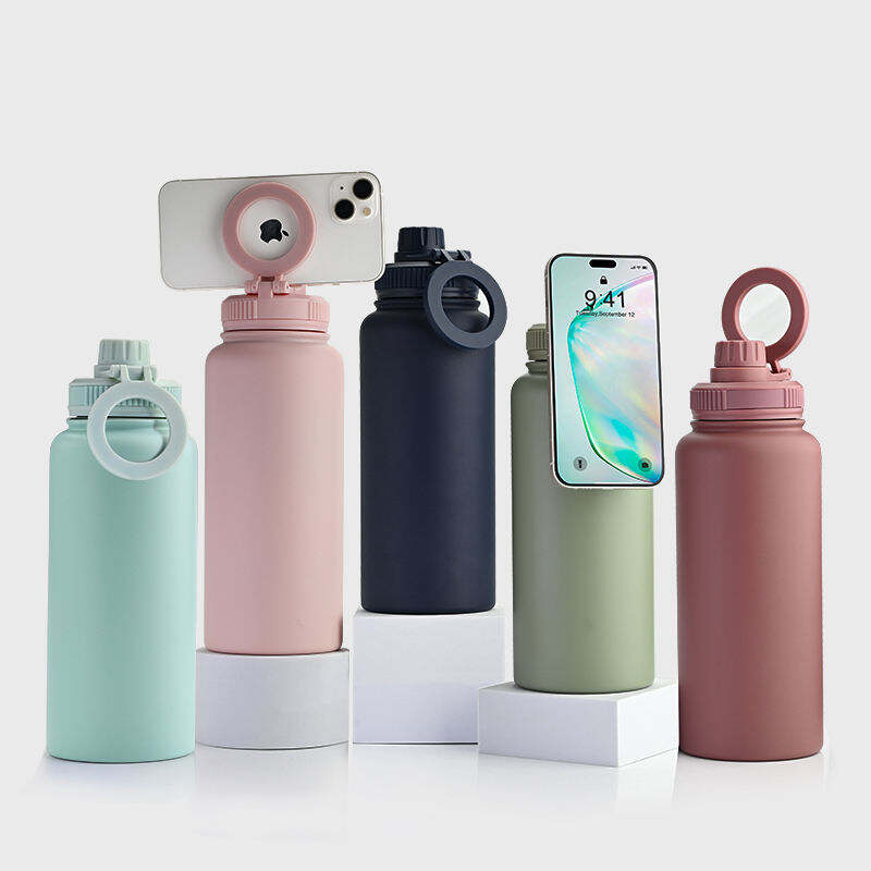 Dropshipping Custom Sports Vacuum Flask Travel 32oz 1L Stainless Steel Gym Tumblers Insulated Magnetic magsafe Water Bottle with Phone Holder