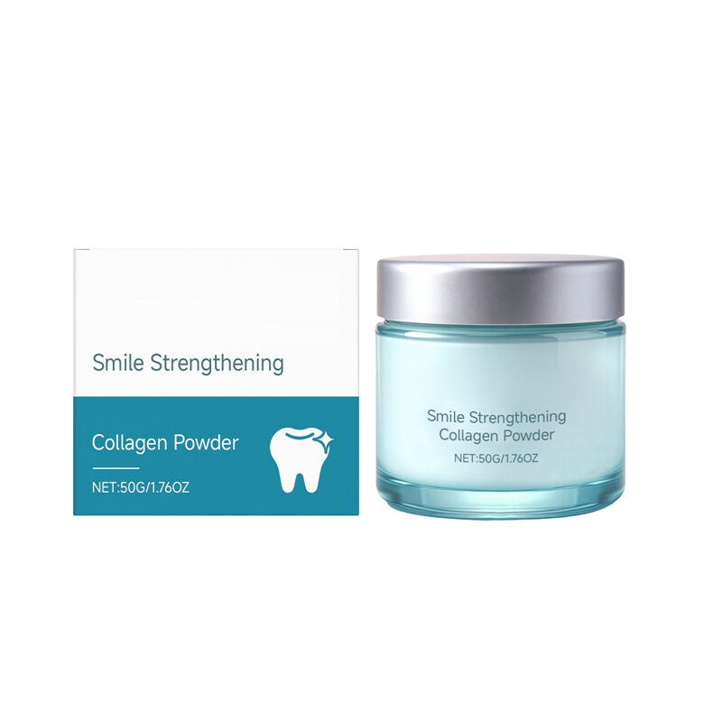 Dropshipping af tannafjúrðarpulveri með sérsniðnum merki og kollagenu – mildur hreinsunarformúla fyrir bjartari bros og munnvörn