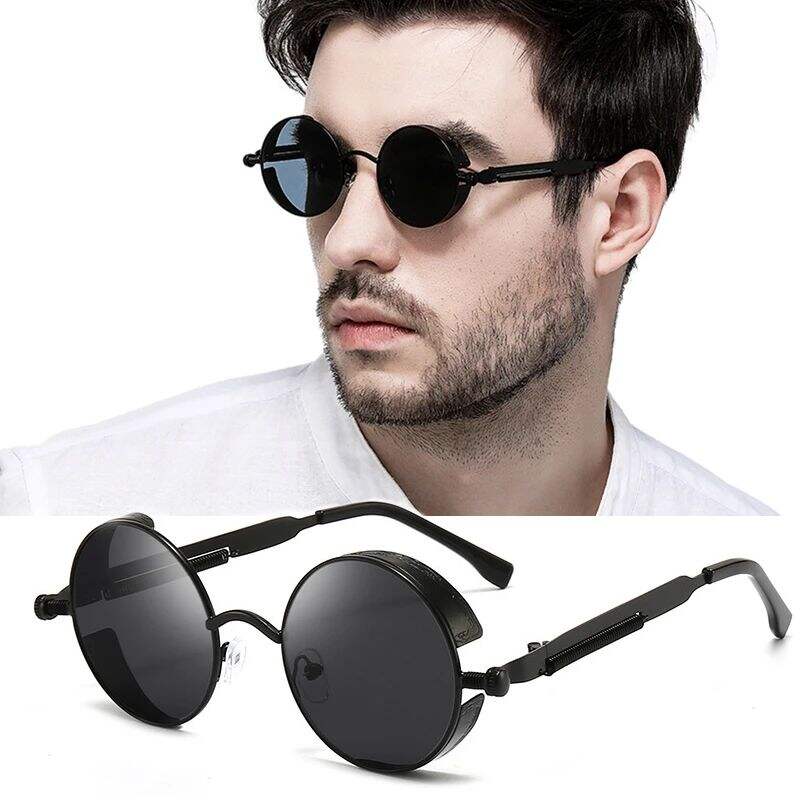 Dropshipping Products Fashion Metal Round Small Frame Steampunk Vintage Sun Glasses Retro Trendy Designer Men Sunglasses