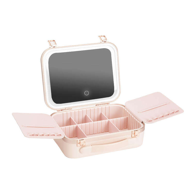 Dropshipping Custom logo Waterproof Makeup case Large Capacity Portable Travel Makeup Box High Quality Cosmetic Storage Case with LED Mirror