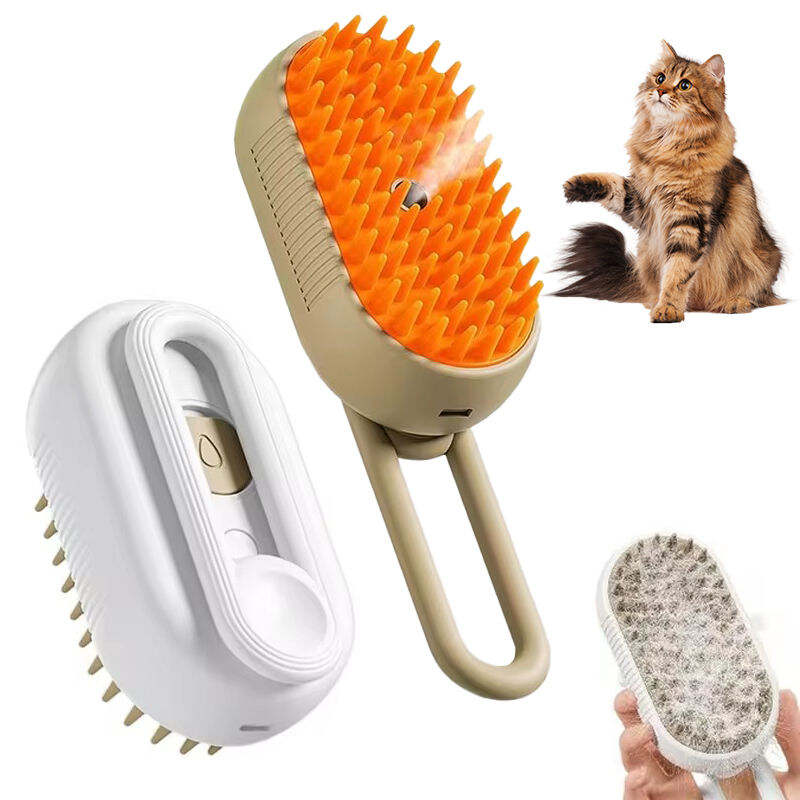 Dropshipping 3-in-1 Rechargeable Pet Water Spray Brush Soft Dog Hair Steamy Comb Cat Steam Brush for Cat Massage Bathing and Cleaning
