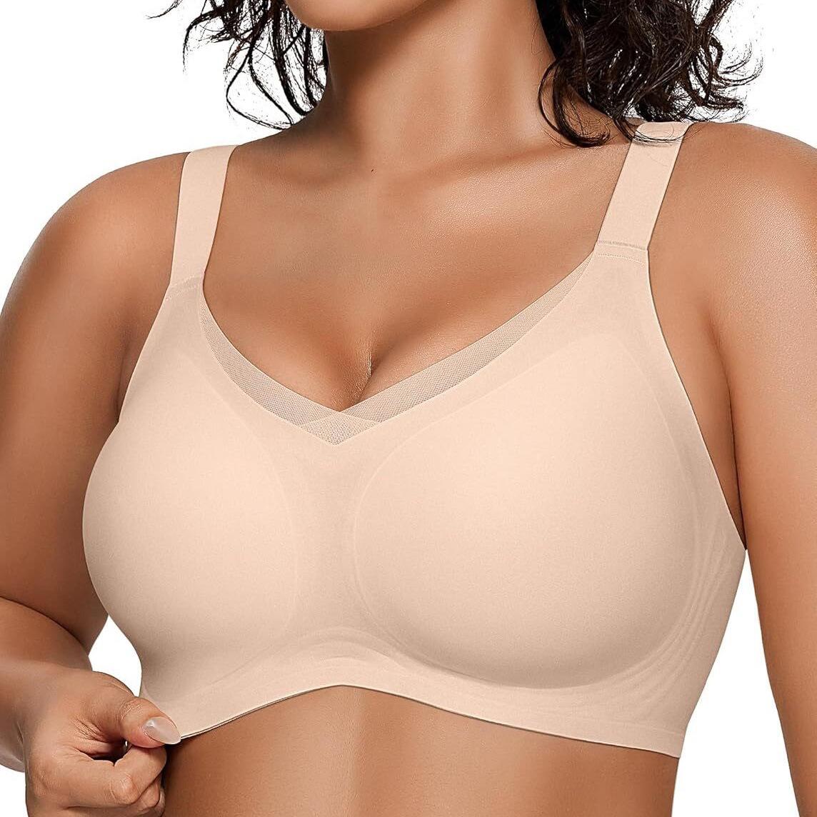 Dropshipping Womens Seamless Wireless Bra With Soft Support V Neck Mesh Plus Size Bras Everyday Sexy Bra for Sport