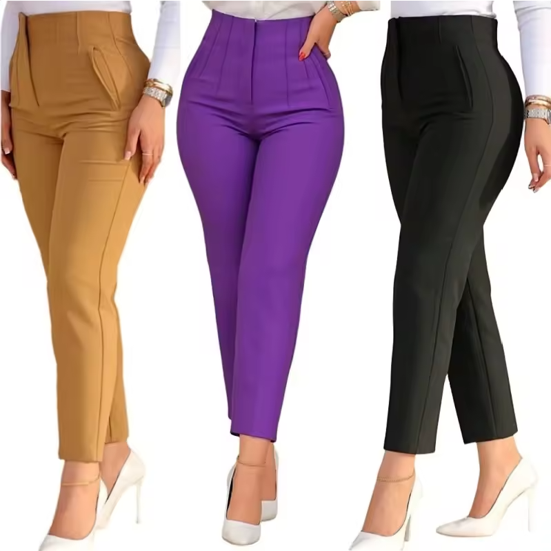 Dropshipping 2025 ny högmids dam sommar dam enfärgad casual byxdress smal skräddarsydd kortsynta byxor blyertsbyxor