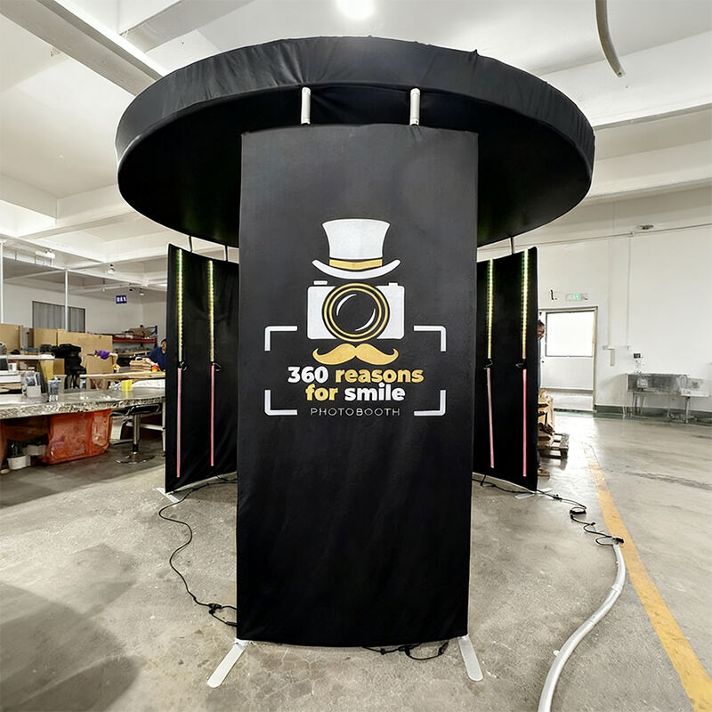 Customized Quick Assemble Portable Trade Show Display 360 Video Photo Booth With LED Lights and Enclosure Backdrop